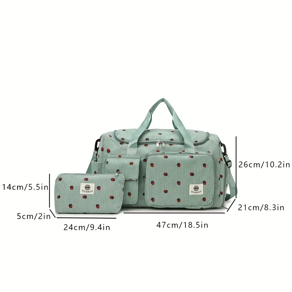 Sac de voyage Strawberry en velours côtelé
