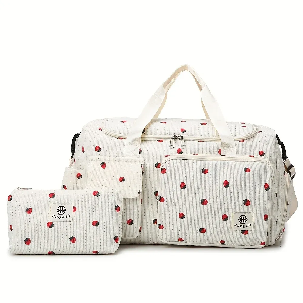 Sac de voyage Strawberry en velours côtelé, grande capacité, léger et multifonctionnel, idéal pour le sport et le fitness 8