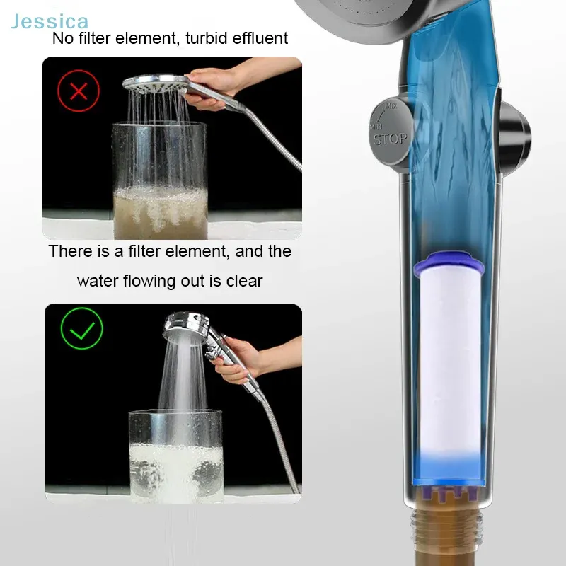 Filtre de douche universel augmentant la pression de l'eau, éliminant les impuretés, compatible avec les pommes de douche standard, cartouche de purification de l'eau 2