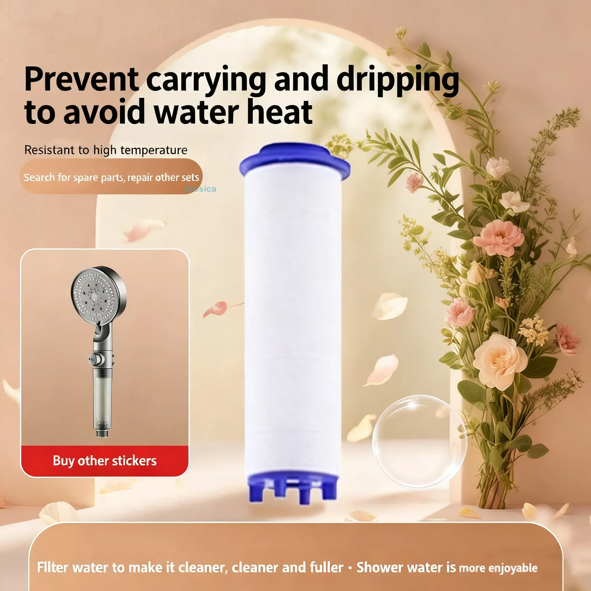 Filtre de douche universel augmentant la pression de l'eau, éliminant les impuretés, compatible avec les pommes de douche standard, cartouche de purification de l'eau 6