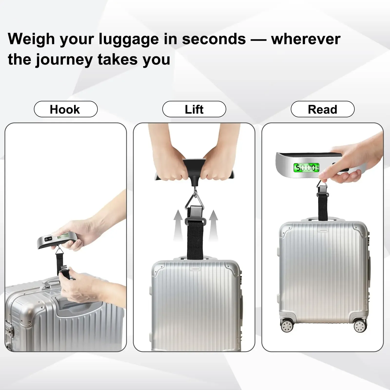 Balance numérique portable pour bagages, écran LCD rétroéclairé et sangle robuste 5