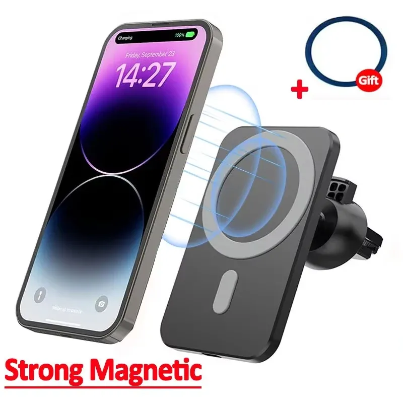 Support de téléphone magnétique sans fil pour grille d'aération de voiture, compatible MagSafe iPhone 17, 16, 15, 14, 13 Pro Max, Xiaomi, Samsung