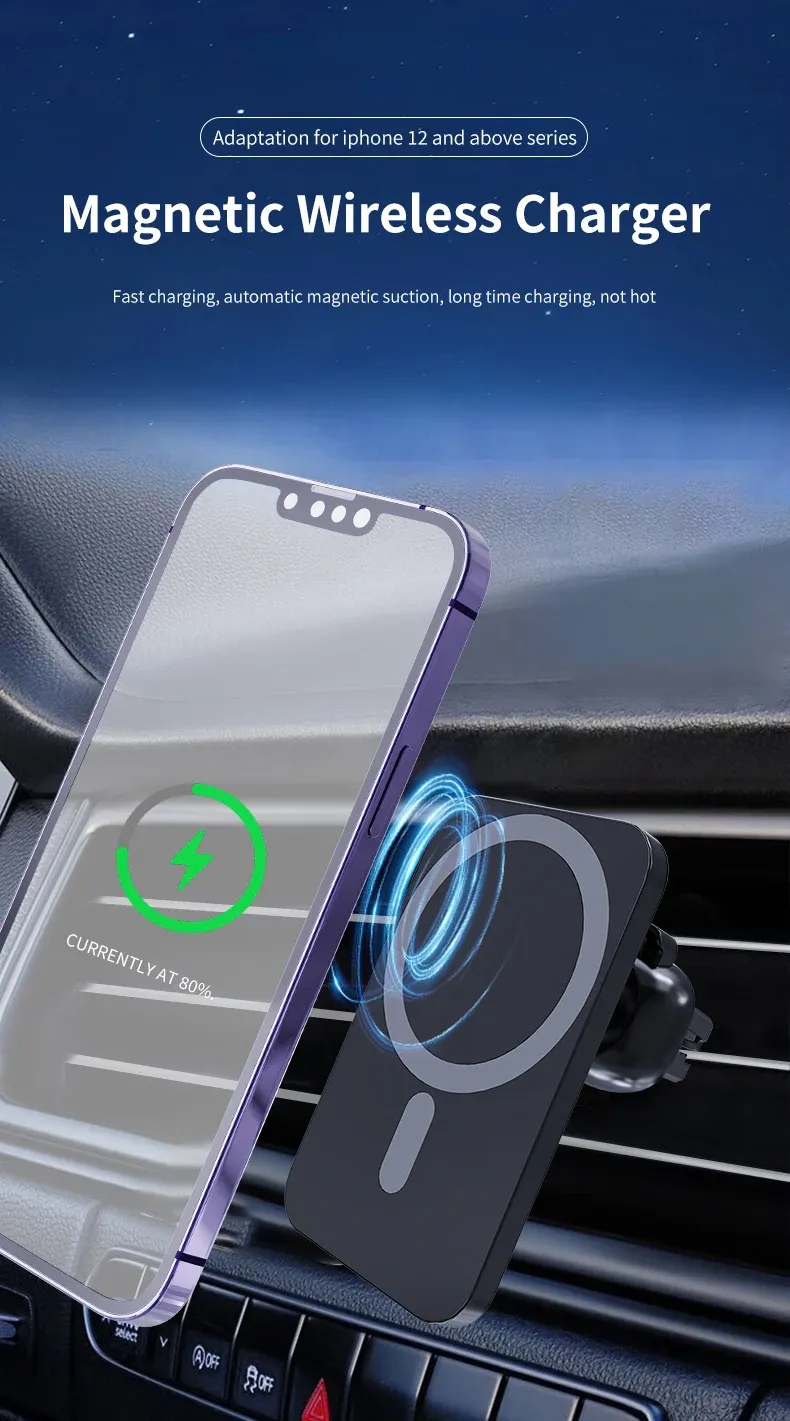 Support de téléphone magnétique pour voiture installé sur une grille d'aération