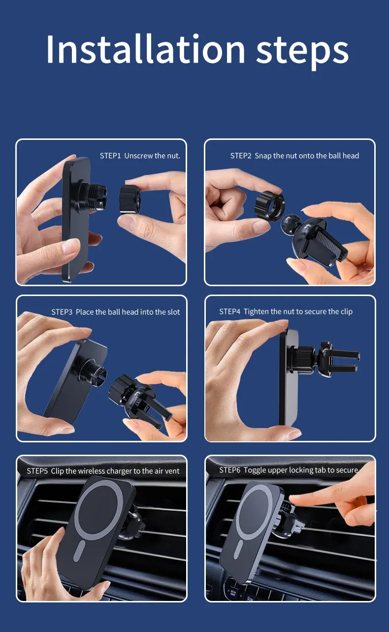 Support de téléphone magnétique pour voiture, finition soignée