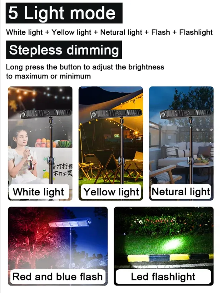 Barre lumineuse LED magnétique haute puissance, lampe de travail portable rechargeable par USB, 3 modes, étanche IP66, batterie externe de secours 4