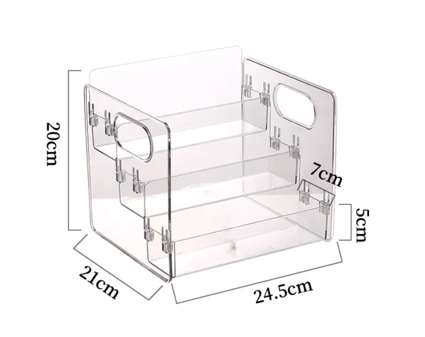Organisateur de cosmétiques de bureau en acrylique transparent, panier de rangement incliné pour maquillage, rouge à lèvres, parfum, masque facial et plus, 1 pièce 4