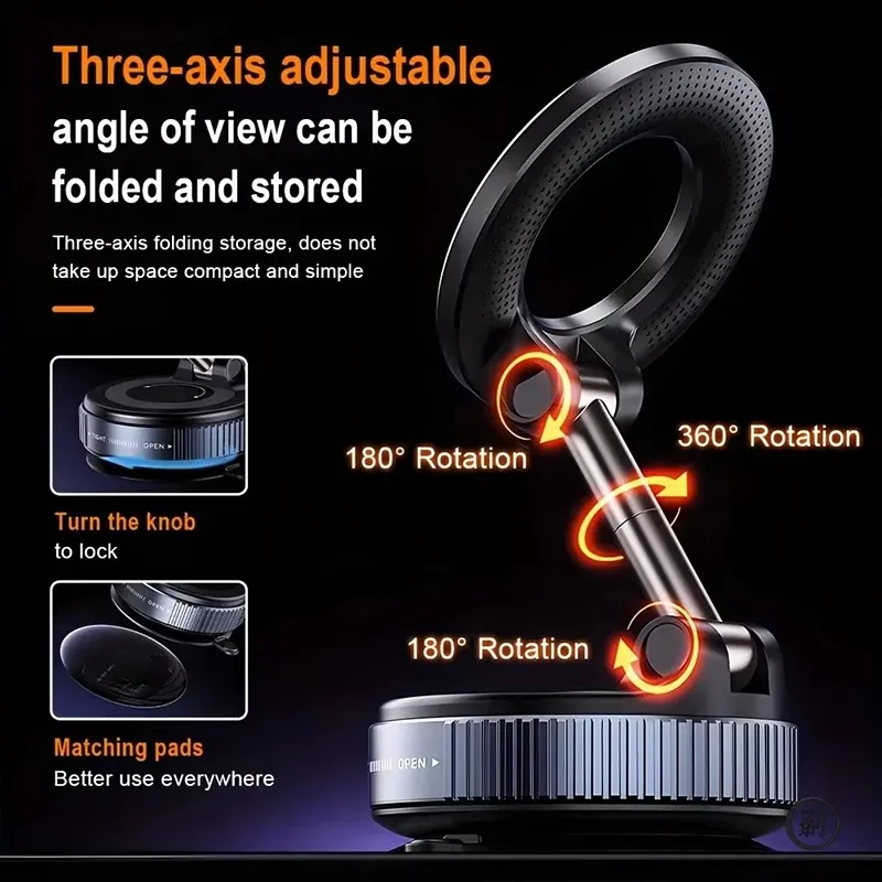 Support magnétique pour téléphone de voiture à rotation 360°, fixation par ventouse, support universel 2026 4