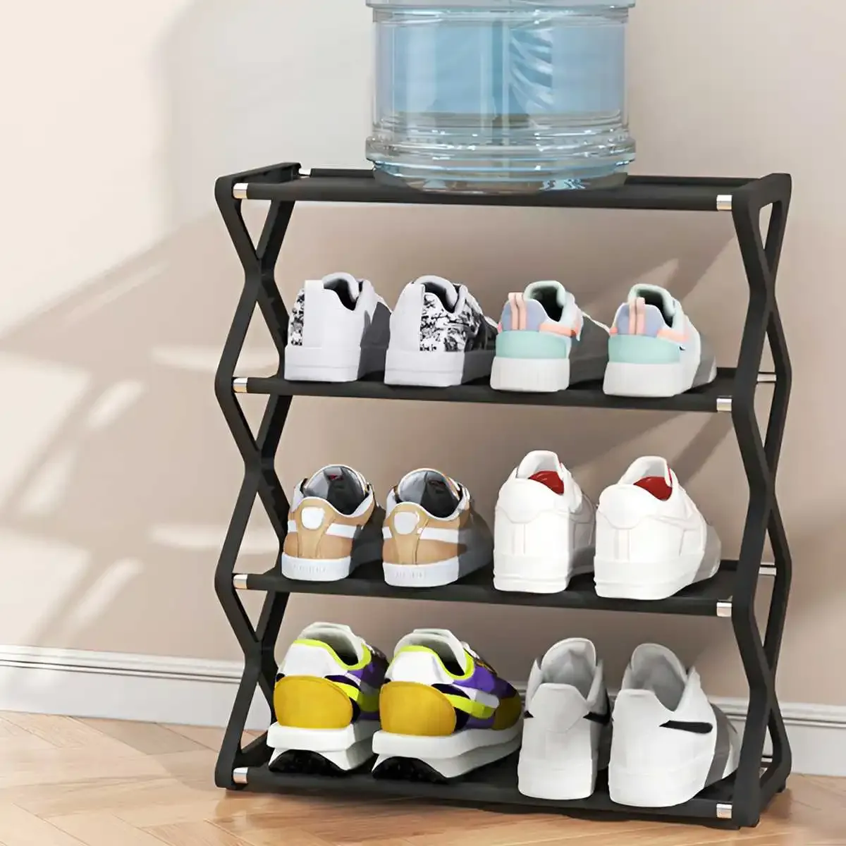 Étagère à chaussures en X, rangement organisé