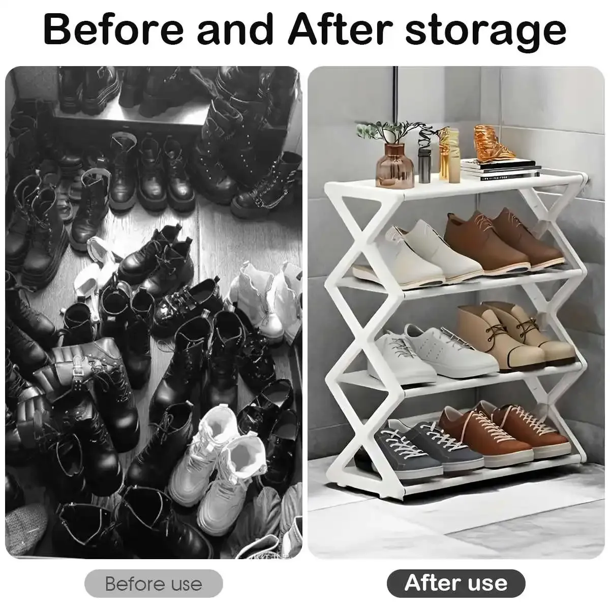 Étagère à chaussures en X dans une chambre