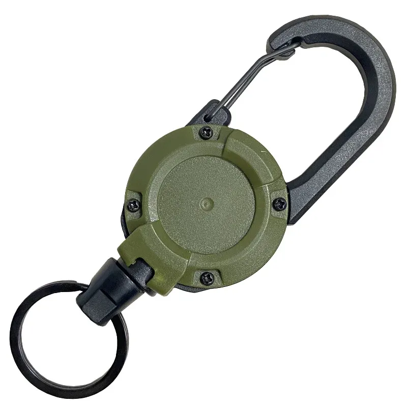 Porte-badge rétractable robuste avec mousqueton et porte-clés extensible pour homme, accessoire de sac de plein air 4