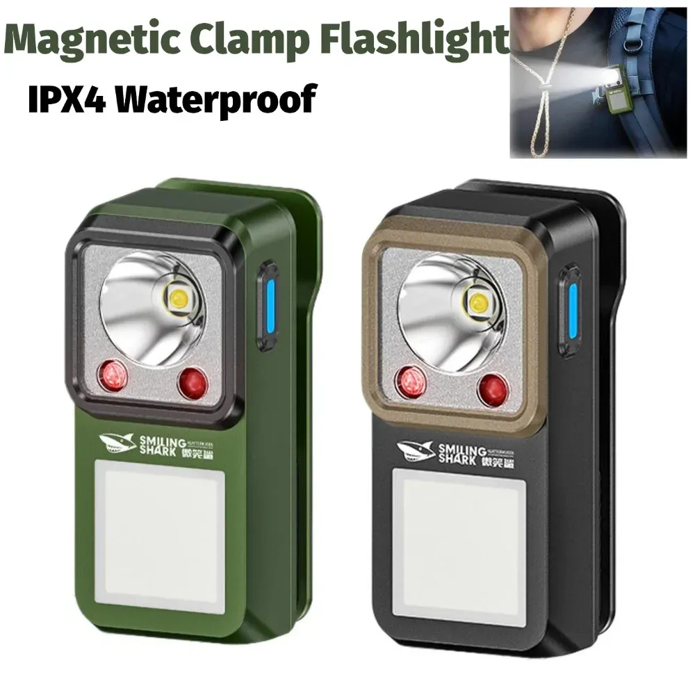 Lampe torche LED magnétique rechargeable à clip, pour le camping et la randonnée