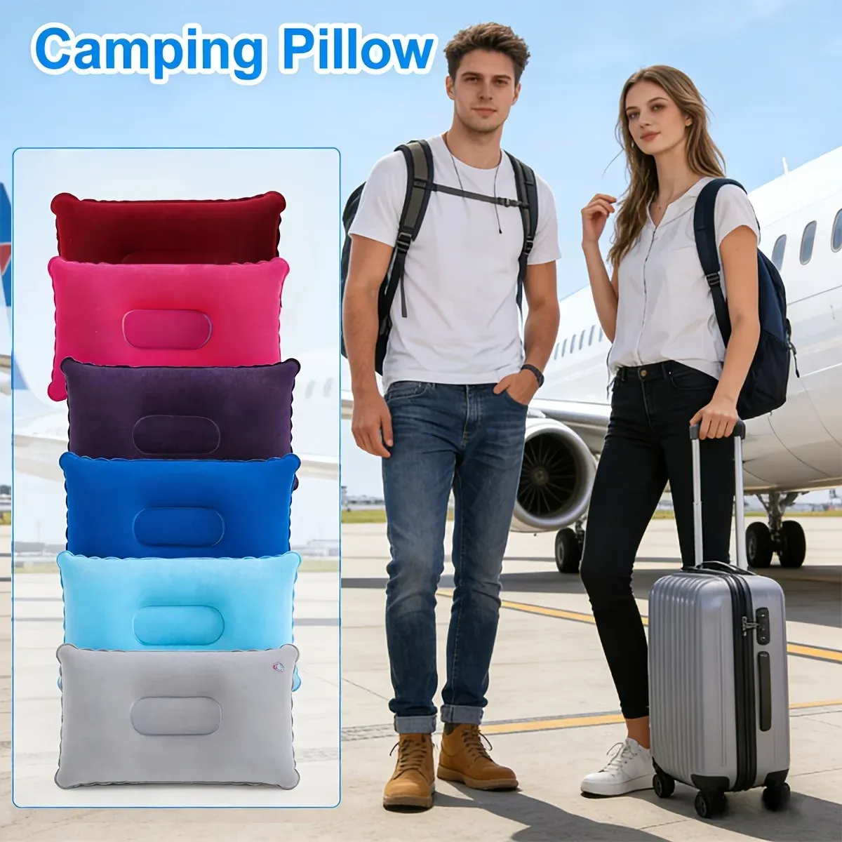 Oreiller gonflable en situation de voyage
