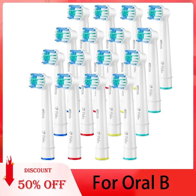 Lot de 4, 8 ou 16 têtes de remplacement pour brosse à dents électrique, poils souples DuPont, compatibles Oral-B SB-17A - Image 1