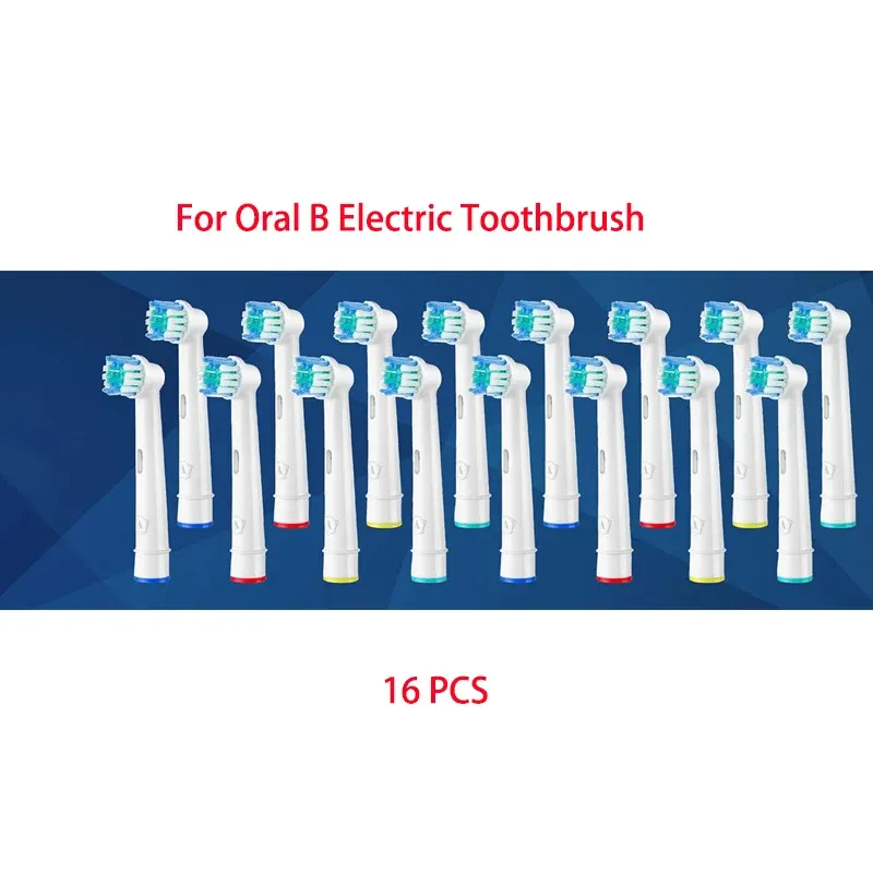 Lot de 4, 8 ou 16 têtes de remplacement pour brosse à dents électrique, poils souples DuPont, compatibles Oral-B SB-17A 7