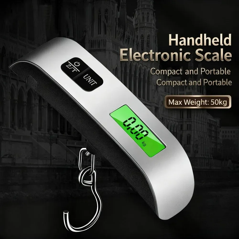 Balance à bagages portable avec écran LCD numérique, capacité 50 kg / 110 lb, pèse-valise électronique suspendu pour voyage - Image 1