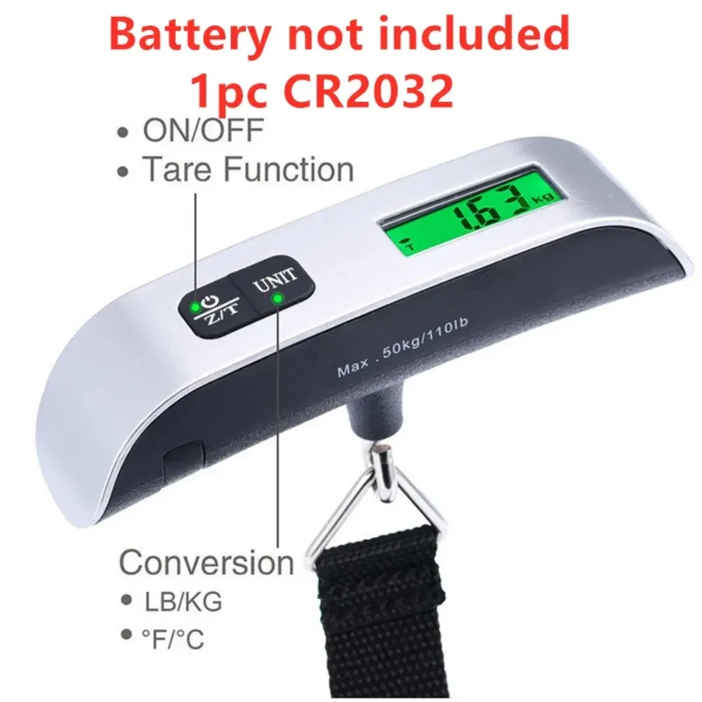 Balance à bagages portable avec écran LCD numérique, capacité 50 kg / 110 lb, pèse-valise électronique suspendu pour voyage 4