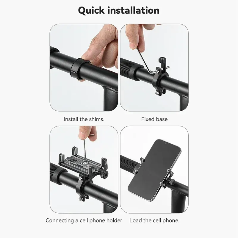 Support de téléphone pour moto et vélo électrique en alliage d'aluminium CNC à quatre griffes, compatible iPhone et Samsung 6