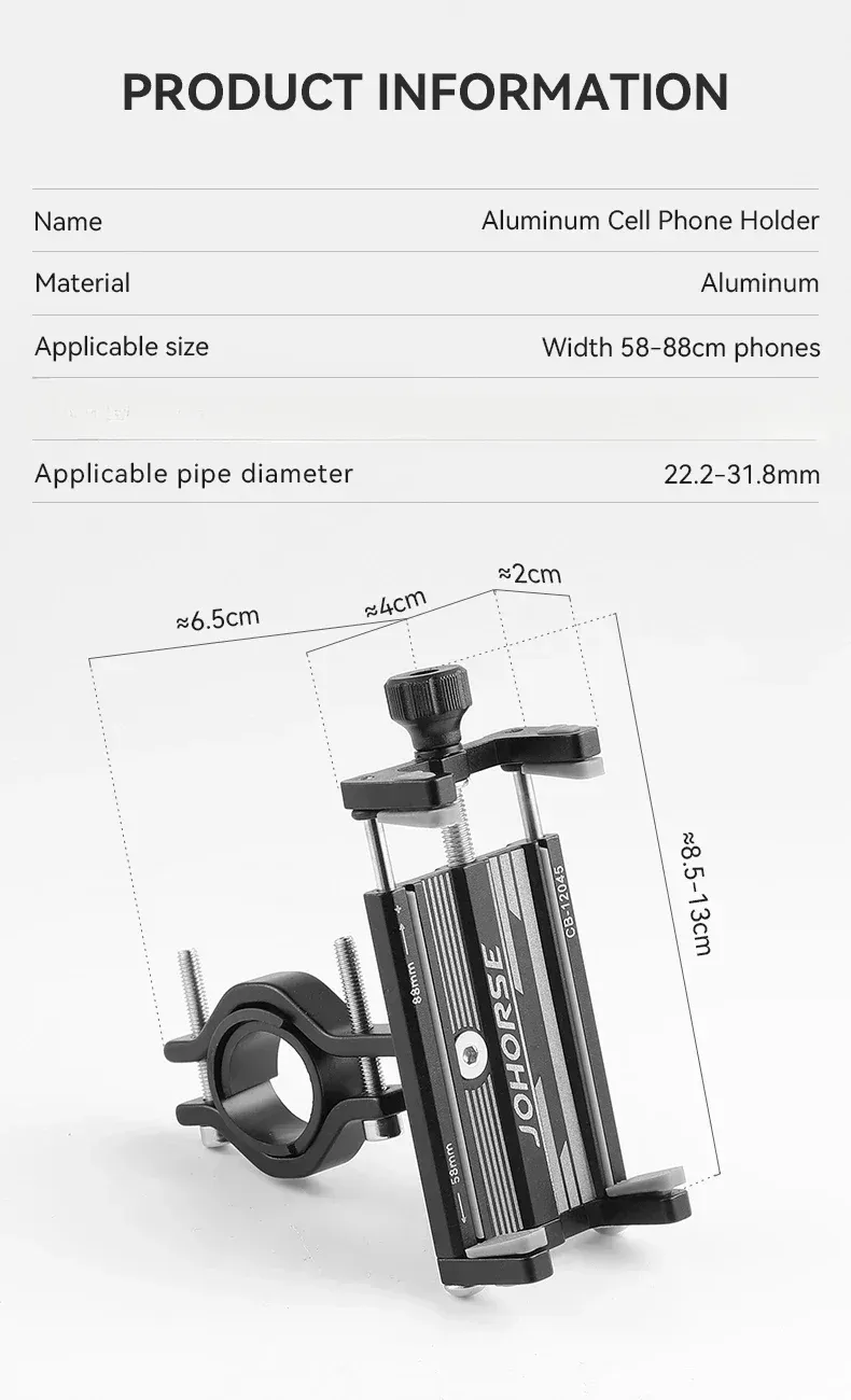 Vue détaillée du support de téléphone en aluminium CNC