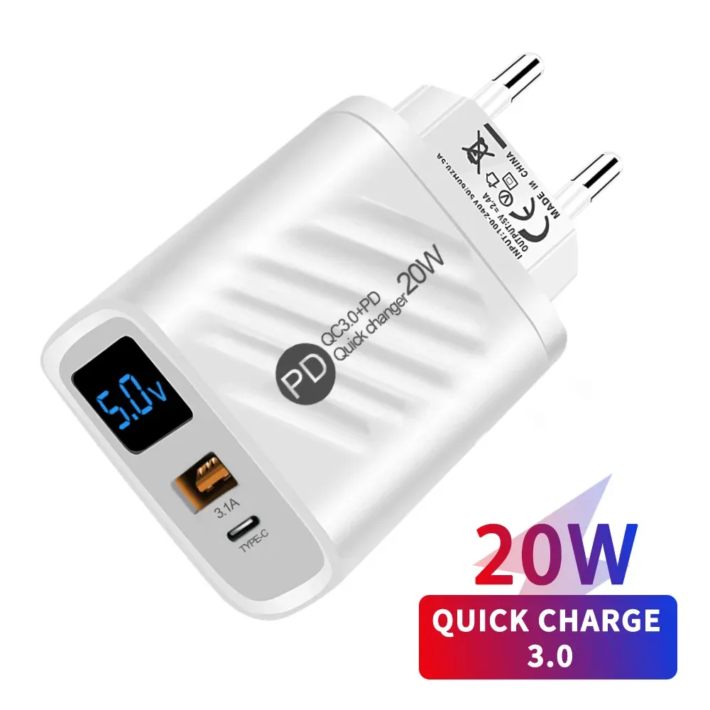 Chargeur USB 20W à charge rapide 3.0 pour iPhone 14, Samsung, Xiaomi et Huawei