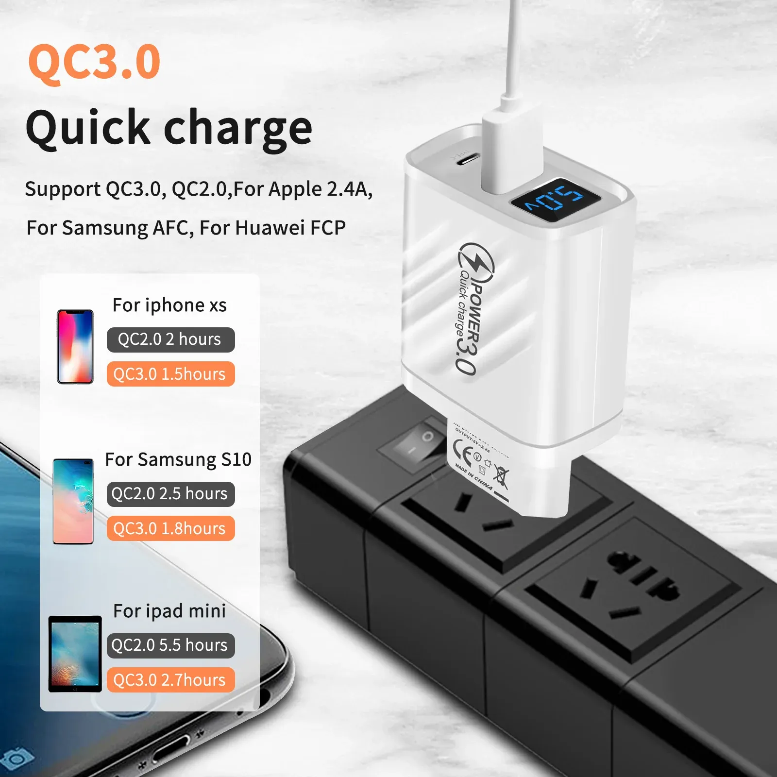 Chargeur USB 20W à charge rapide 3.0 pour iPhone 14, Samsung, Xiaomi et Huawei 3
