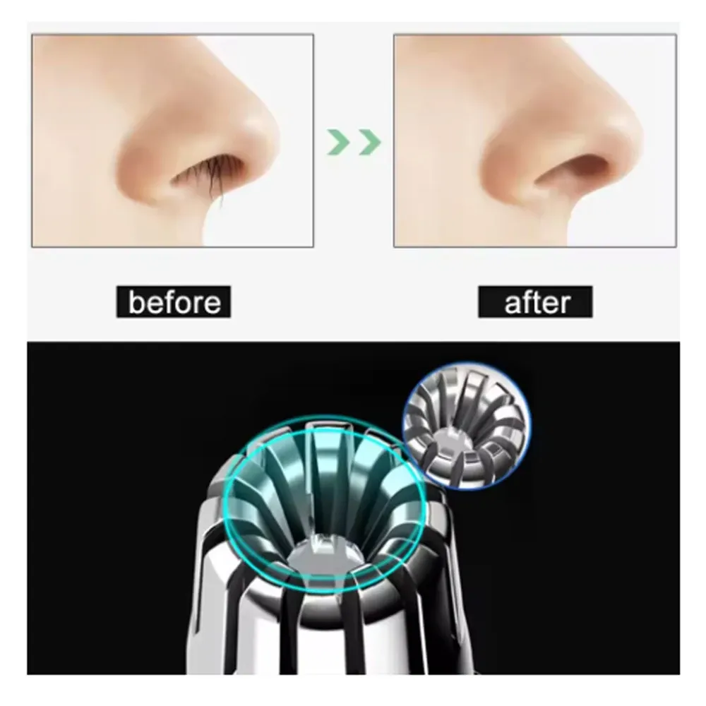 Tondeuse manuelle pour poils de nez et d'oreilles, réutilisable, en acier inoxydable, indolore et lavable, pour homme 2