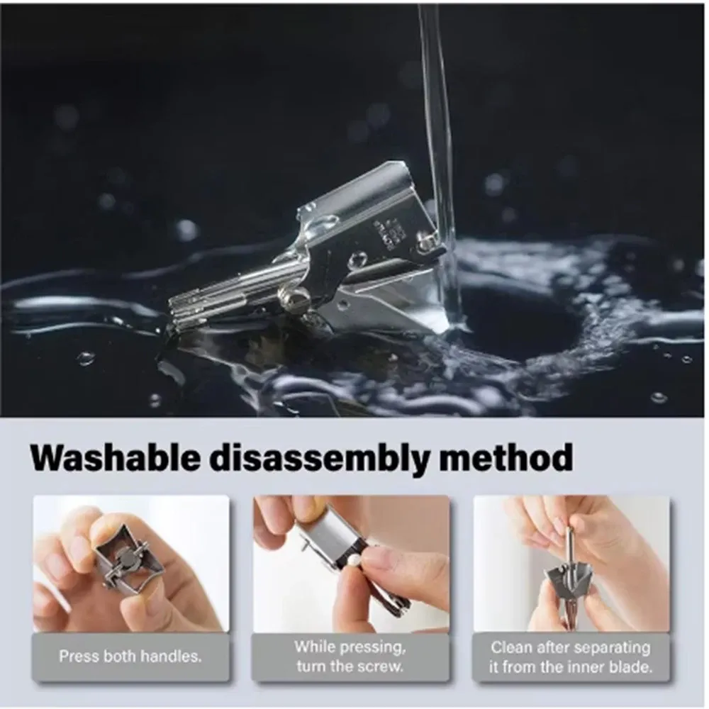 Tondeuse manuelle pour poils de nez et d'oreilles, réutilisable, en acier inoxydable, indolore et lavable, pour homme 5