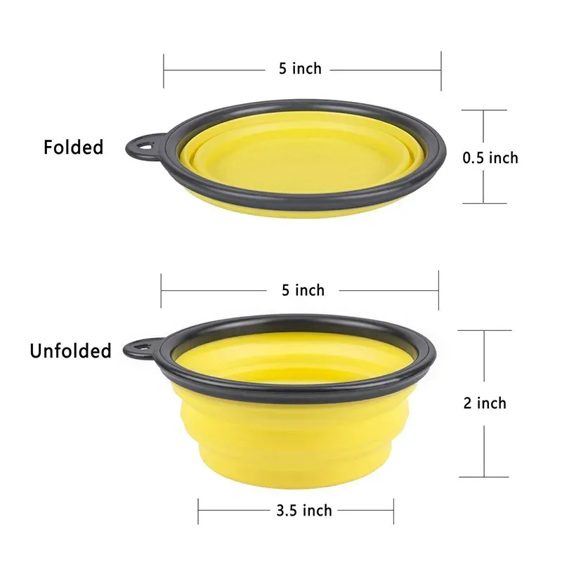 Distributeur de nourriture portable en silicone pour animaux de compagnie, bols pliables de voyage pour chiens et chats 2