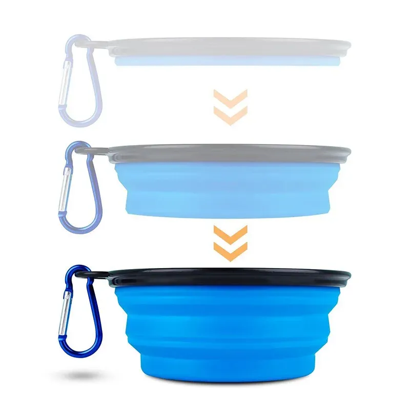 Distributeur de nourriture portable en silicone pour animaux de compagnie, bols pliables de voyage pour chiens et chats 3