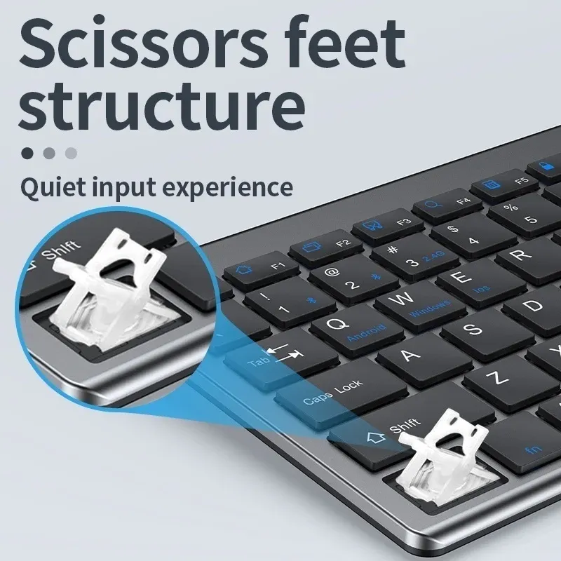Clavier et souris sans fil Bluetooth rechargeables Jomaa, ultra-fins, avec récepteur USB 2.4G pour ordinateur portable 4