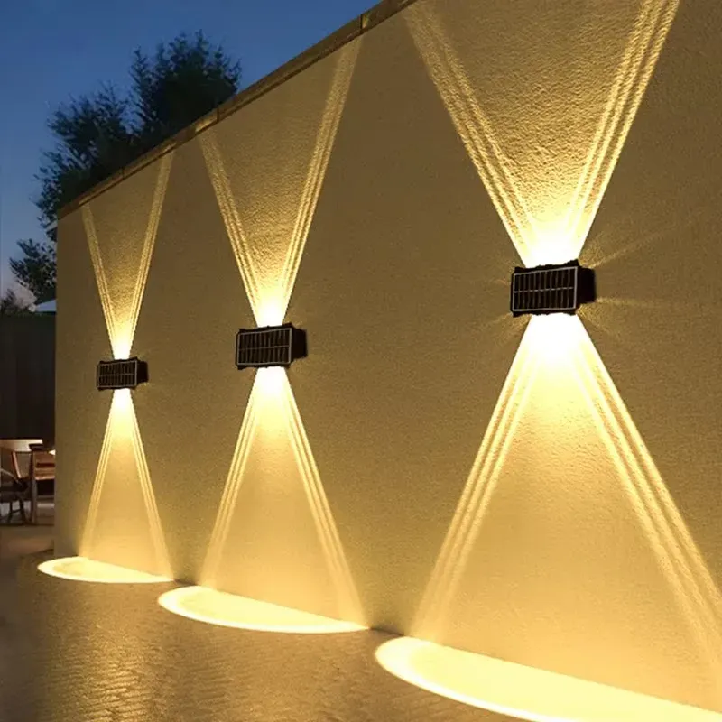 Applique Murale Solaire LED Imperméable Haut et Bas, Éclairage Extérieur pour Cour et Jardin