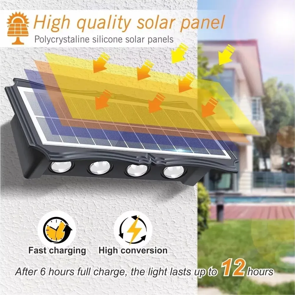 Applique Murale Solaire LED Imperméable Haut et Bas, Éclairage Extérieur pour Cour et Jardin 3