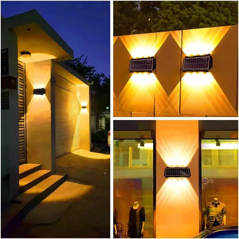 Applique Murale Solaire LED Imperméable Haut et Bas, Éclairage Extérieur pour Cour et Jardin 6