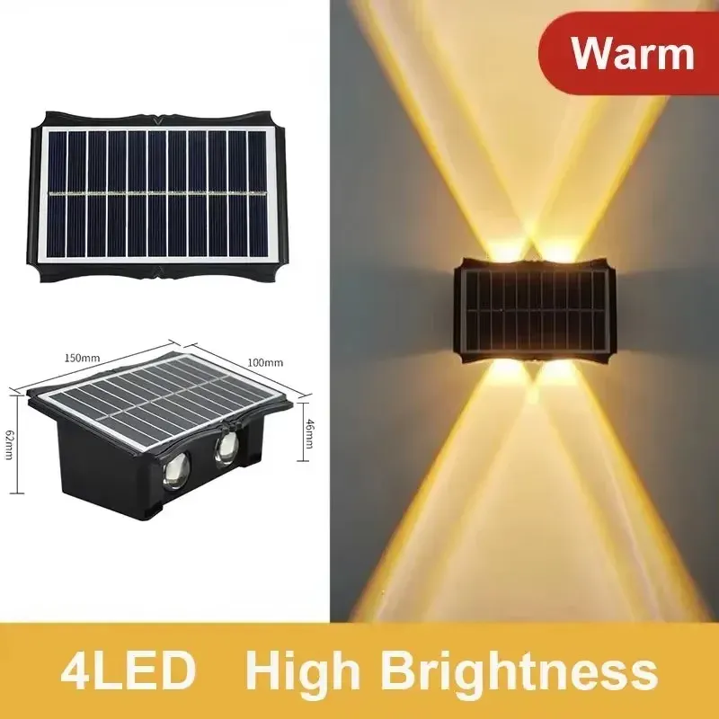 Applique Murale Solaire LED Imperméable Haut et Bas, Éclairage Extérieur pour Cour et Jardin 11