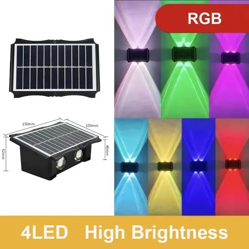 Applique Murale Solaire LED Imperméable Haut et Bas, Éclairage Extérieur pour Cour et Jardin 12