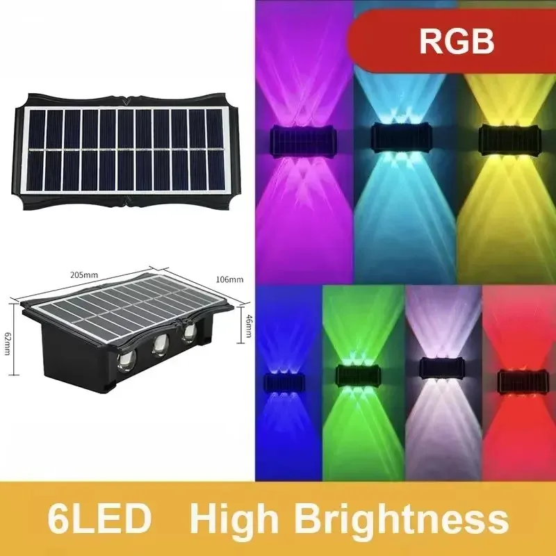Applique Murale Solaire LED Imperméable Haut et Bas, Éclairage Extérieur pour Cour et Jardin 10