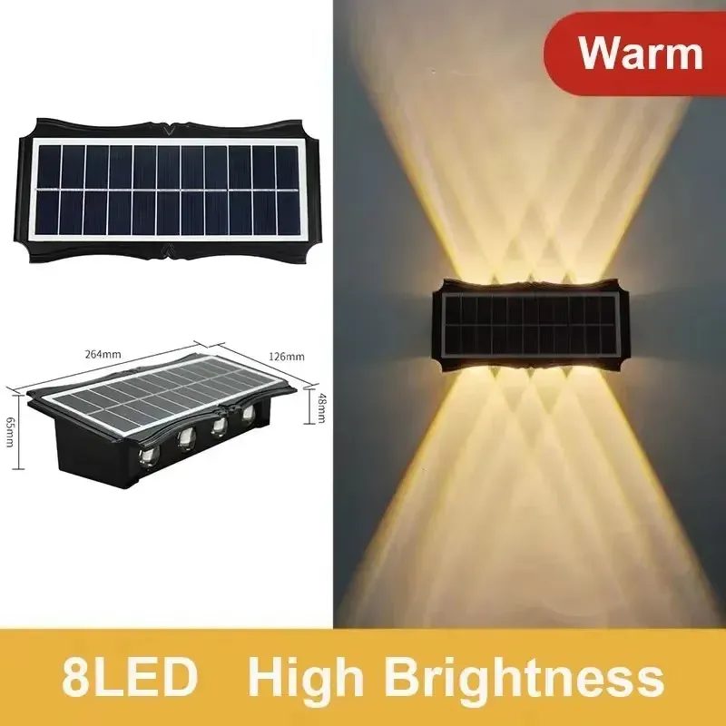 Applique Murale Solaire LED Imperméable Haut et Bas, Éclairage Extérieur pour Cour et Jardin 7