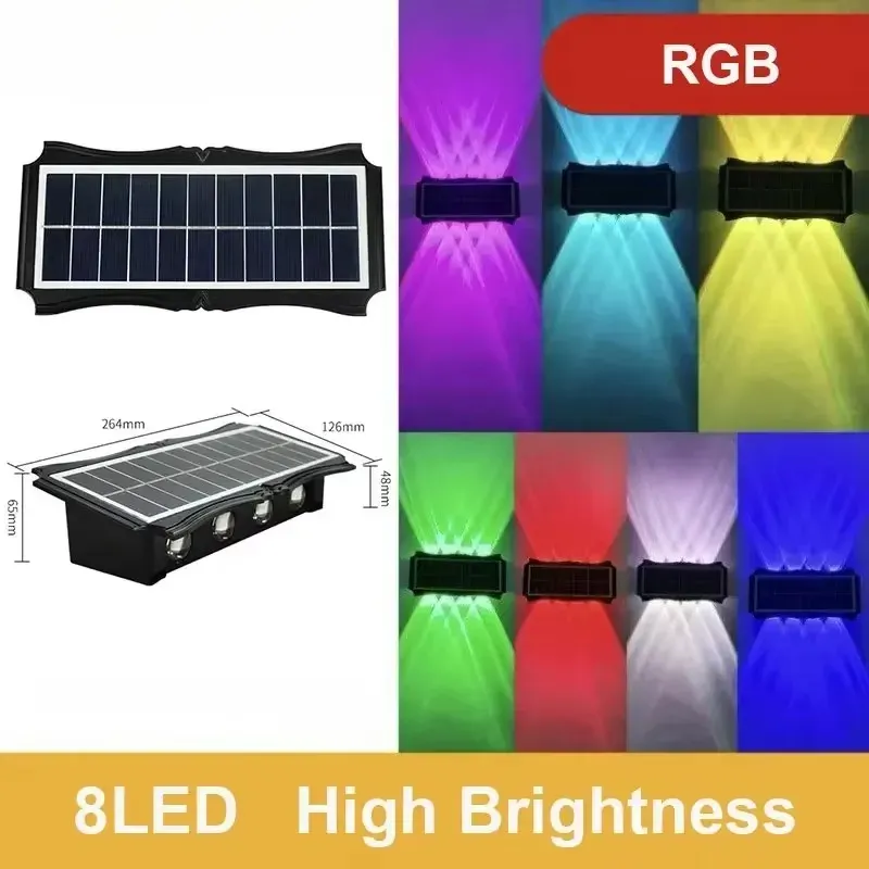 Applique Murale Solaire LED Imperméable Haut et Bas, Éclairage Extérieur pour Cour et Jardin 8