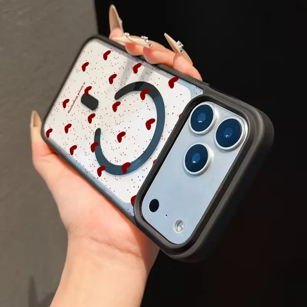 Coque transparente à pois en forme de cœur, vue finale