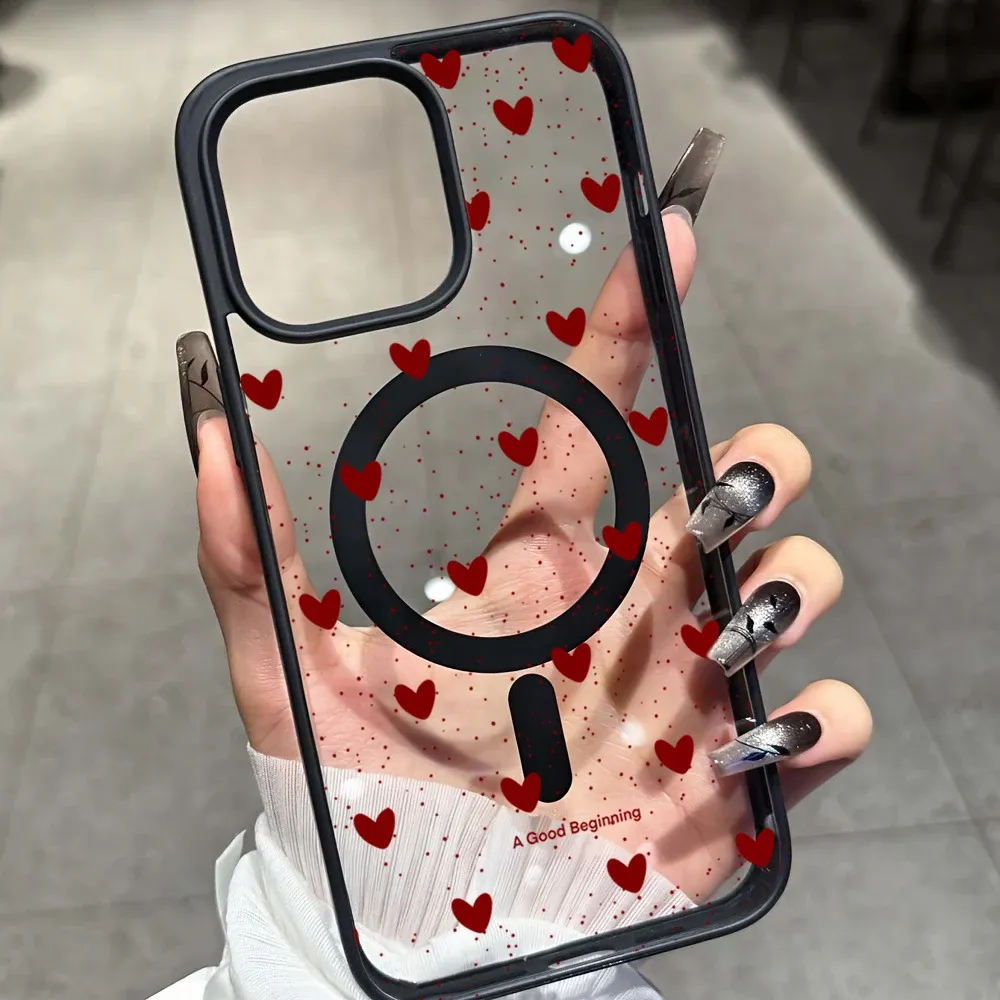 Coque transparente à pois, vue latérale