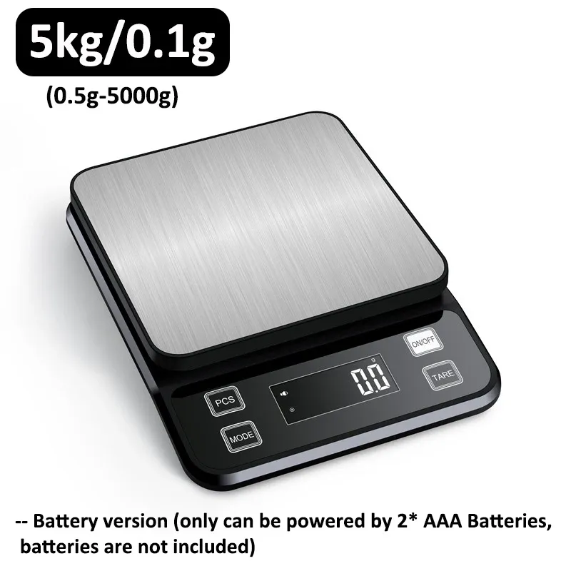 Balance de cuisine électronique 3/5/10 kg, précision 0,1 g, écran LCD, étanche, acier inoxydable 12