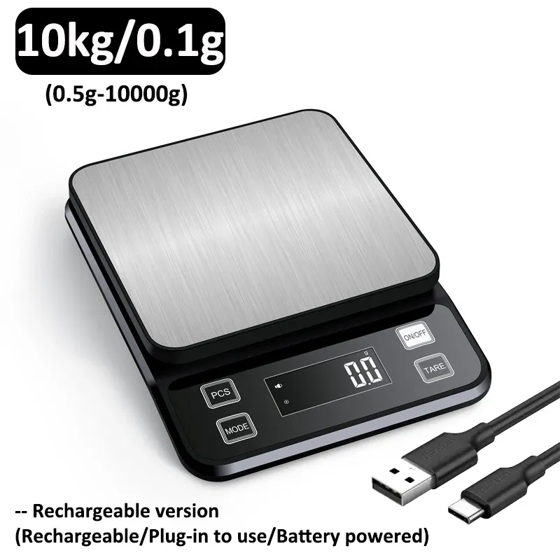 Balance de cuisine électronique 3/5/10 kg, précision 0,1 g, écran LCD, étanche, acier inoxydable 10