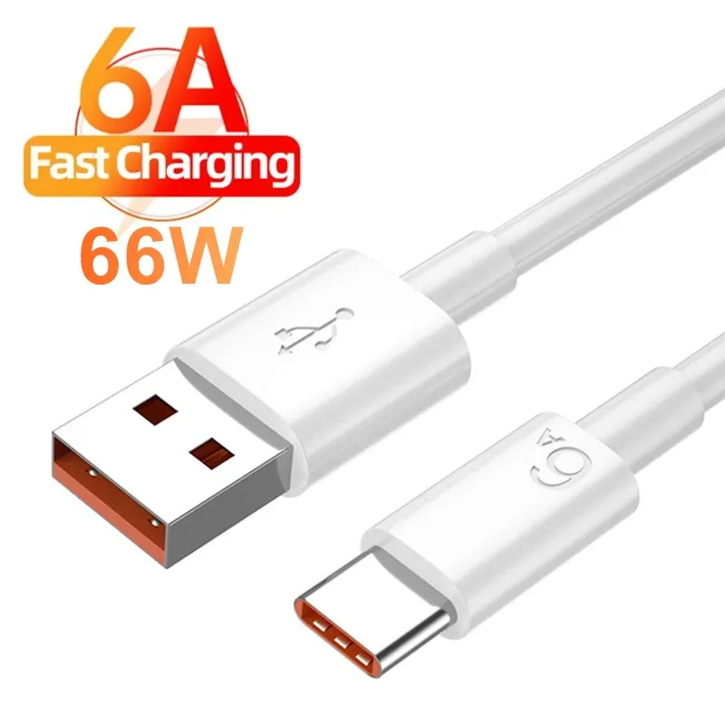Câble USB-C de charge ultra rapide 6A pour Huawei, Honor, Xiaomi, Redmi, OPPO, VIVO, realme, iQOO et Android, câble de chargeur rapide 2 m 1