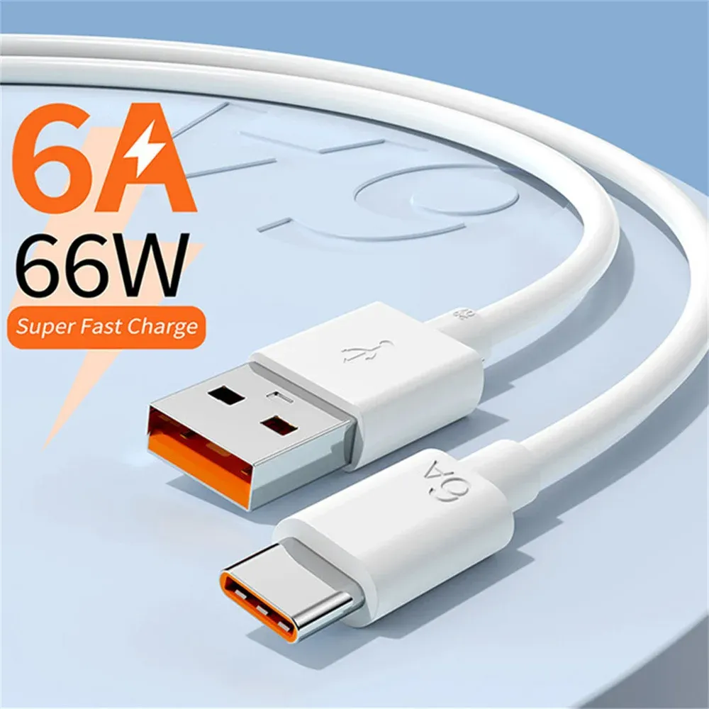 Câble USB-C de charge ultra rapide 6A pour Huawei, Honor, Xiaomi, Redmi, OPPO, VIVO, realme, iQOO et Android, câble de chargeur rapide 2 m 3