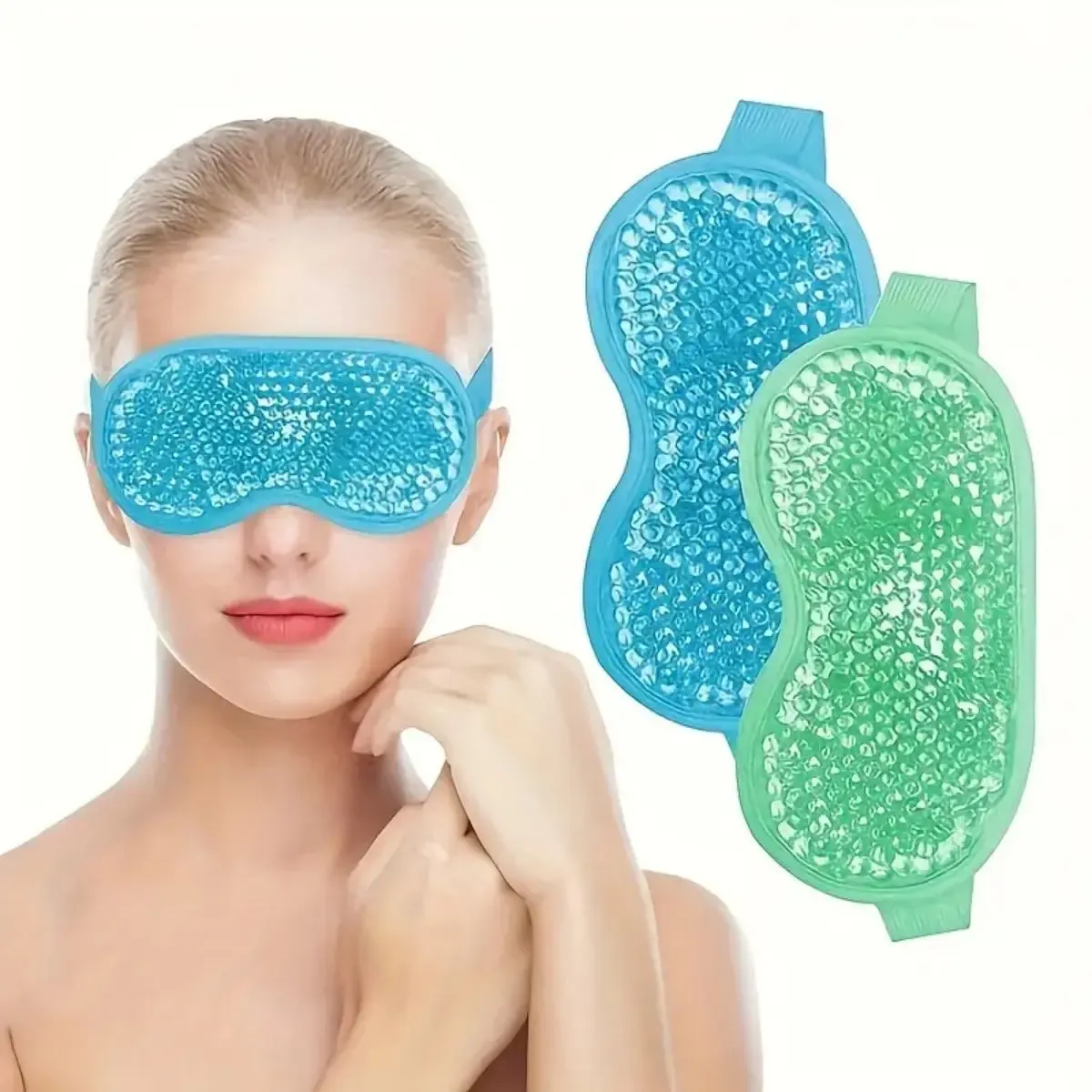 Masque yeux en gel chaud et froid en peluche, à poche de glace apaisante 3