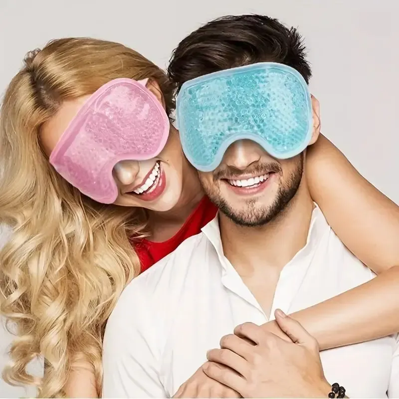 Masque yeux en gel chaud et froid en peluche, à poche de glace apaisante 5