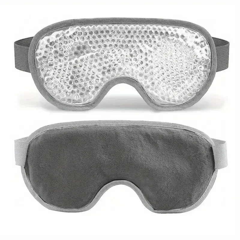 Masque yeux en gel chaud et froid en peluche, à poche de glace apaisante 12