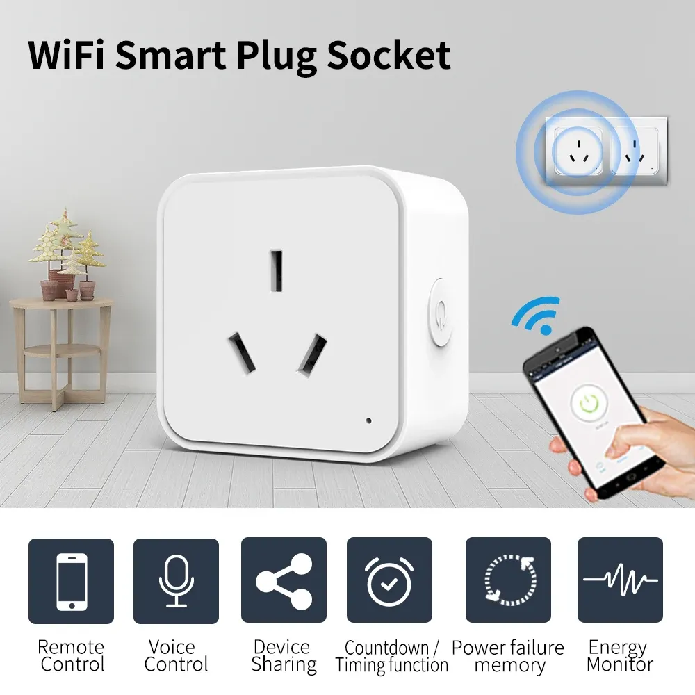 Multiprise intelligente Wi-Fi Tuya, prise multifonction type AU, commande à distance sans fil, compatible Alexa 2
