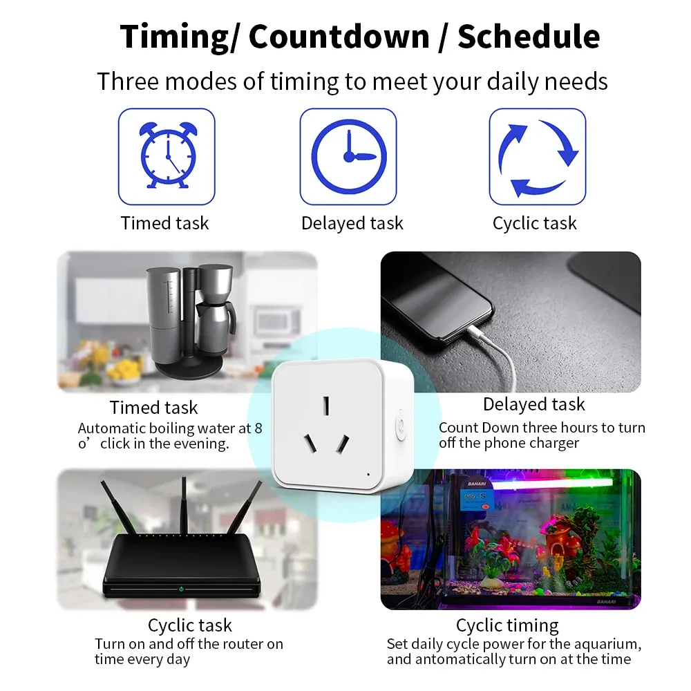 Multiprise intelligente Wi-Fi Tuya, prise multifonction type AU, commande à distance sans fil, compatible Alexa 5