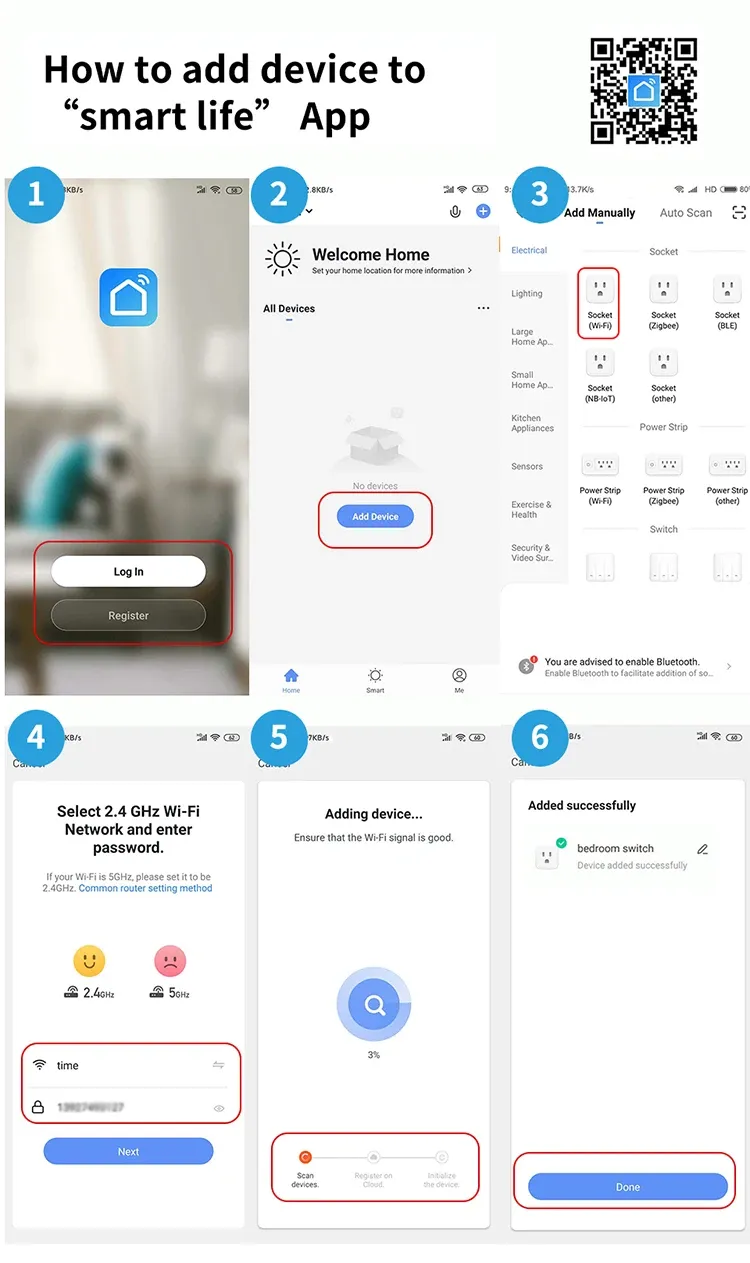 Étapes de configuration dans l'application