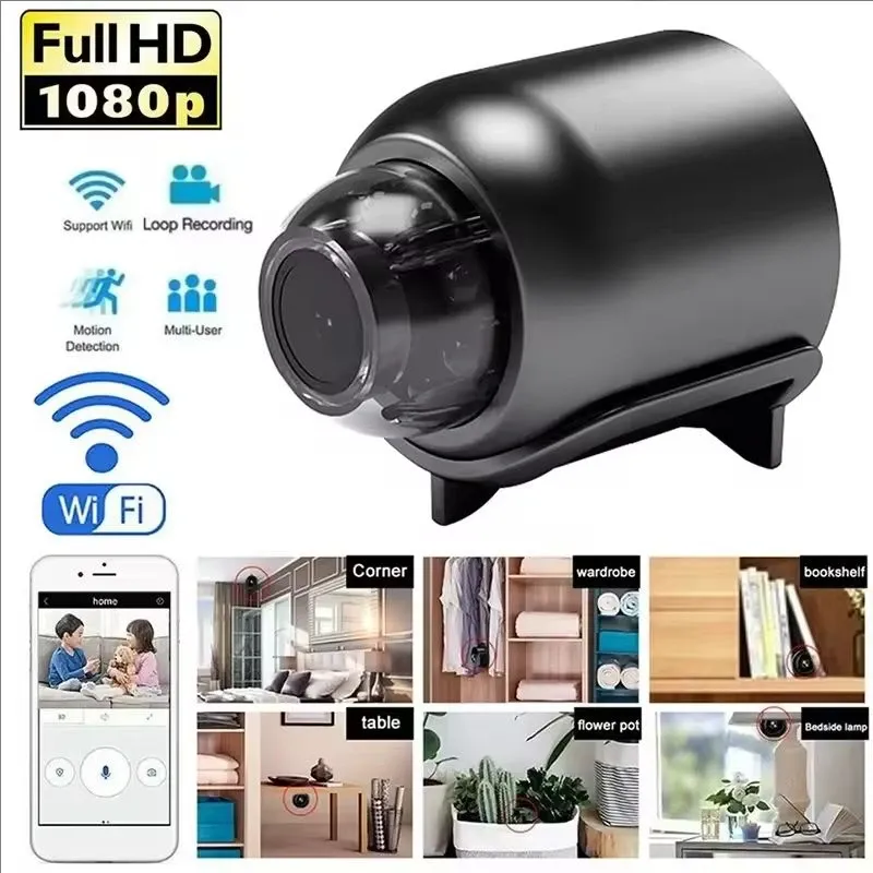 Mini caméra X5 Full HD 1080p sans fil avec Wi-Fi, vision nocturne et détection de mouvement 2